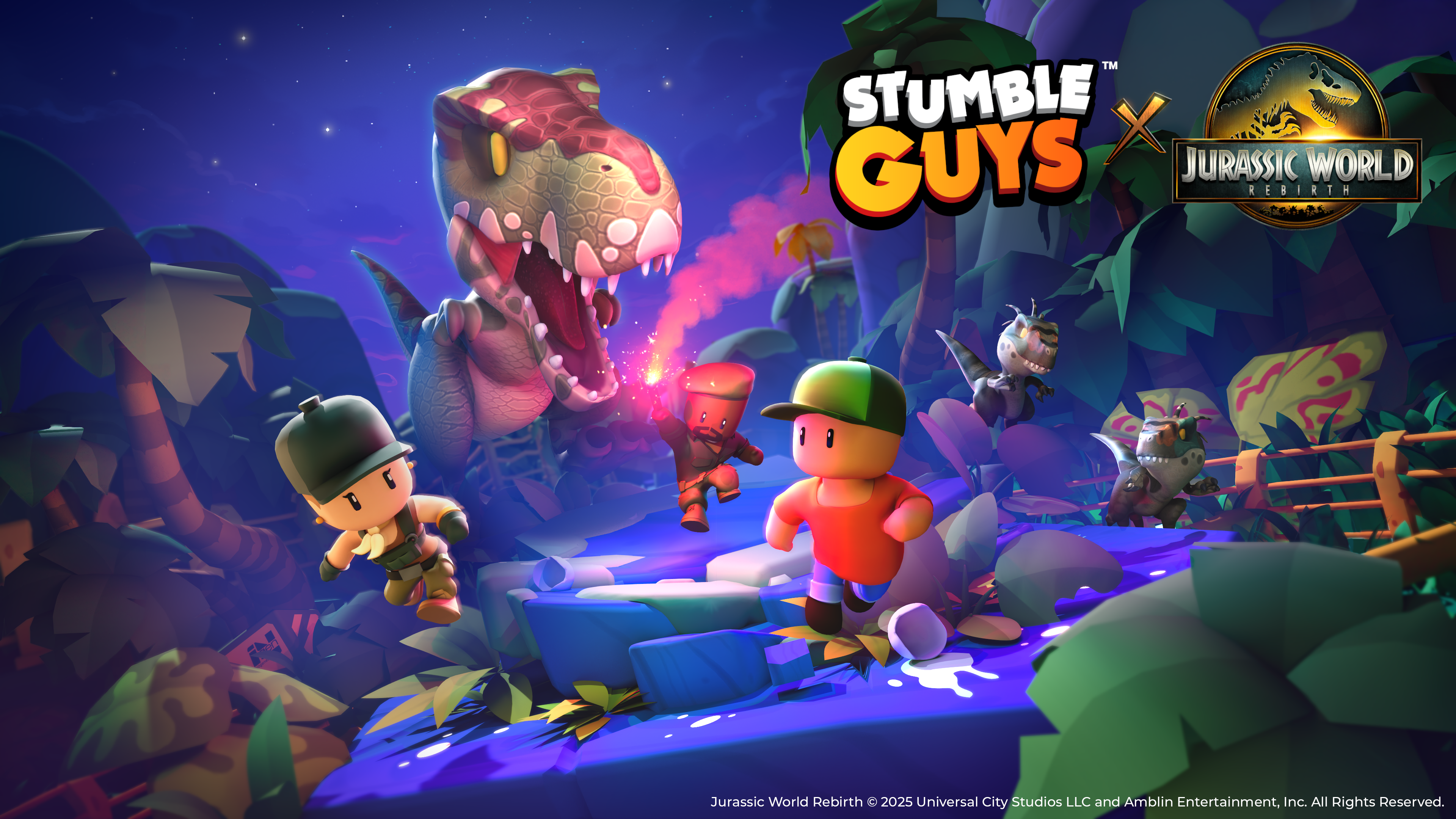Stomp, stumble survive! Jurassic World crashes into “Stumble Guys”
